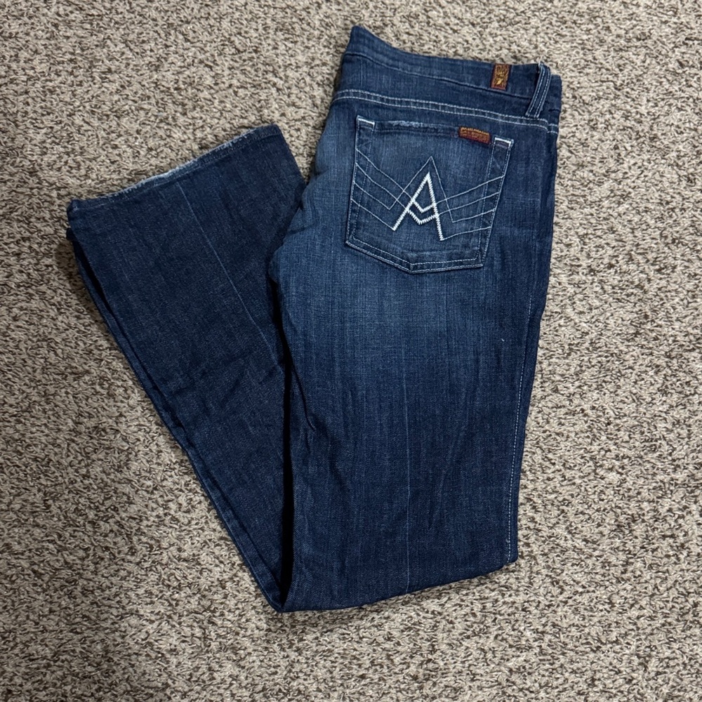 7 For All Mankind Dark Blue Boot Cut Jeans